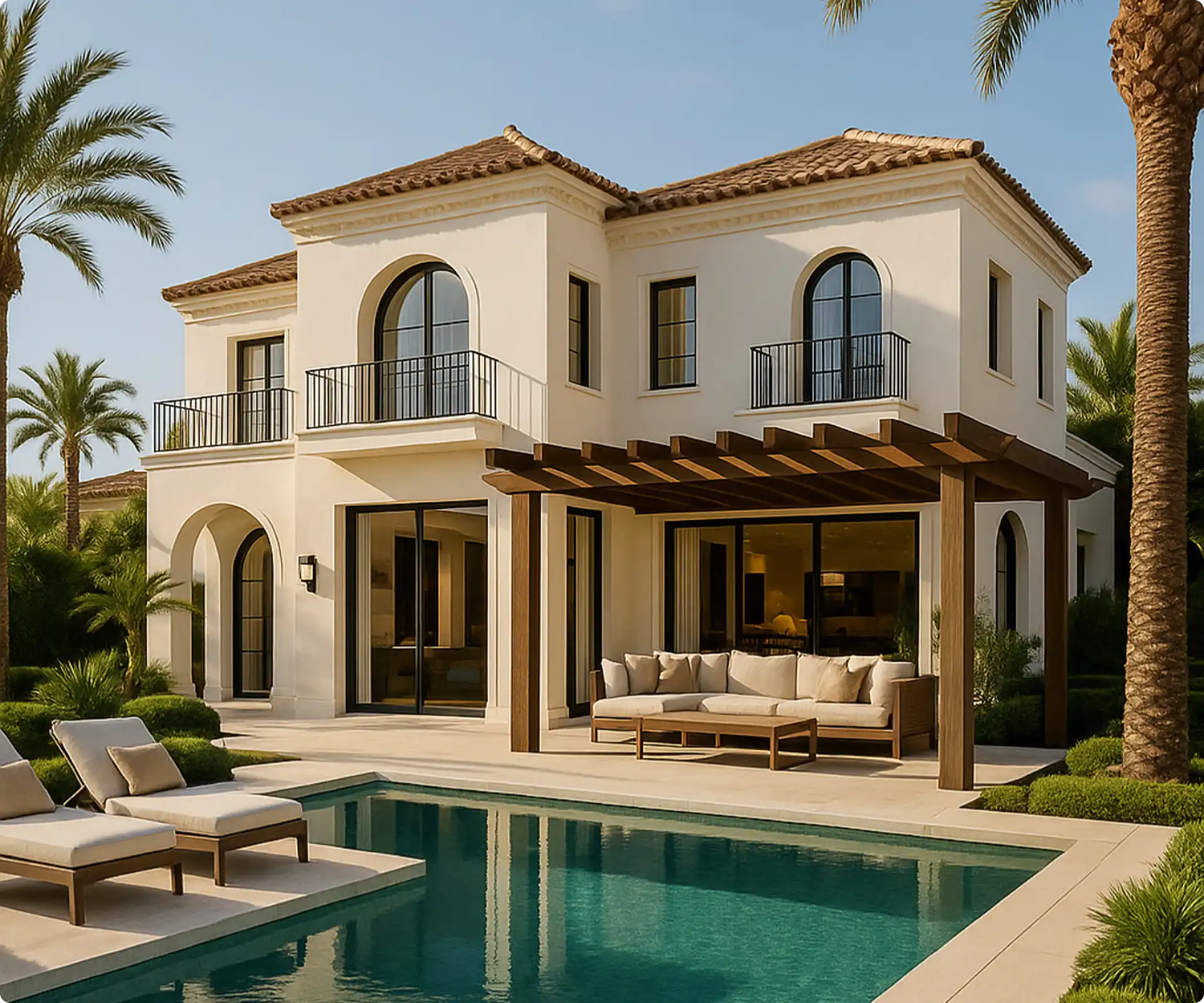 villa sunset